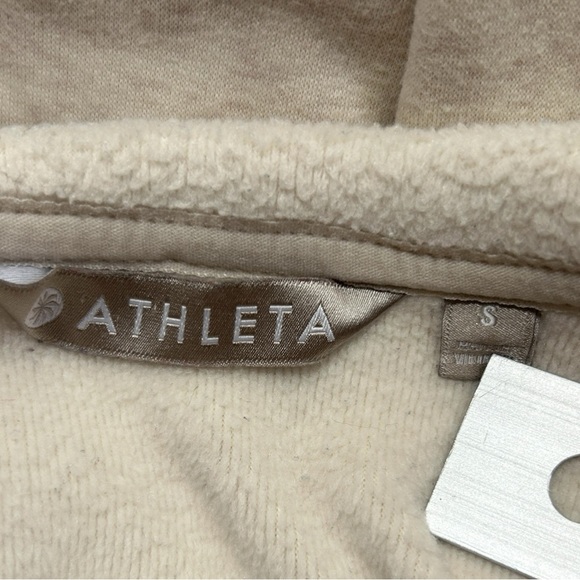 ATHLETA Cozy Karma Asym Pullover Fleece Ivory Sweatshirt Mock Turtleneck sz S - Picture 3 of 10